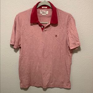 Original Penguin Red Polo Shirt with Textured Fabric